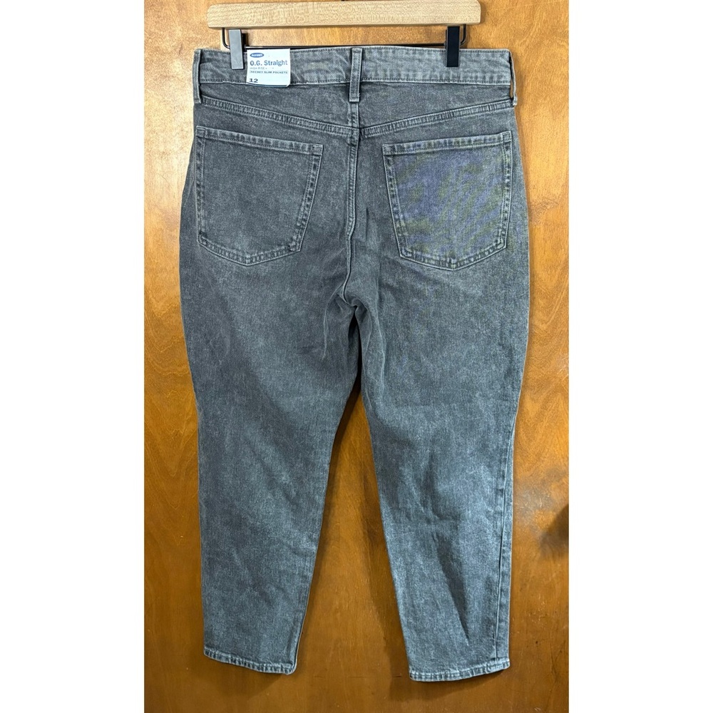 Old Navy Gray OG Straight Leg High Rise Jeans NWT Size 12 Button Fly Y2K Grunge - Picture 3 of 15